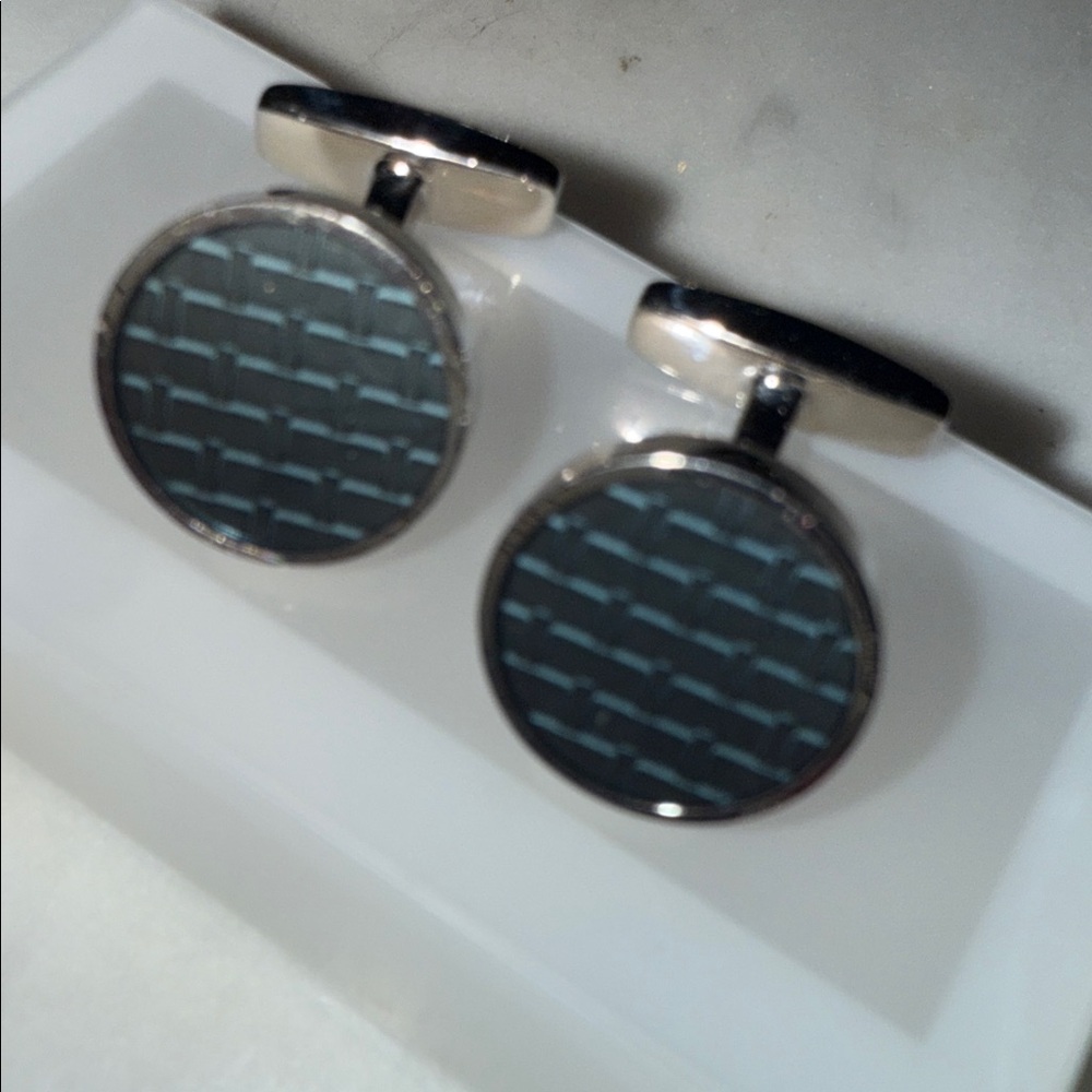 Hugo Boss Dark Blue and Silver Cufflinks